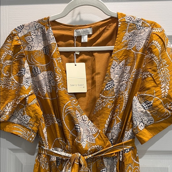 See You Soon Mustard and White Floral Maxi Dress - Picture 3 of 11